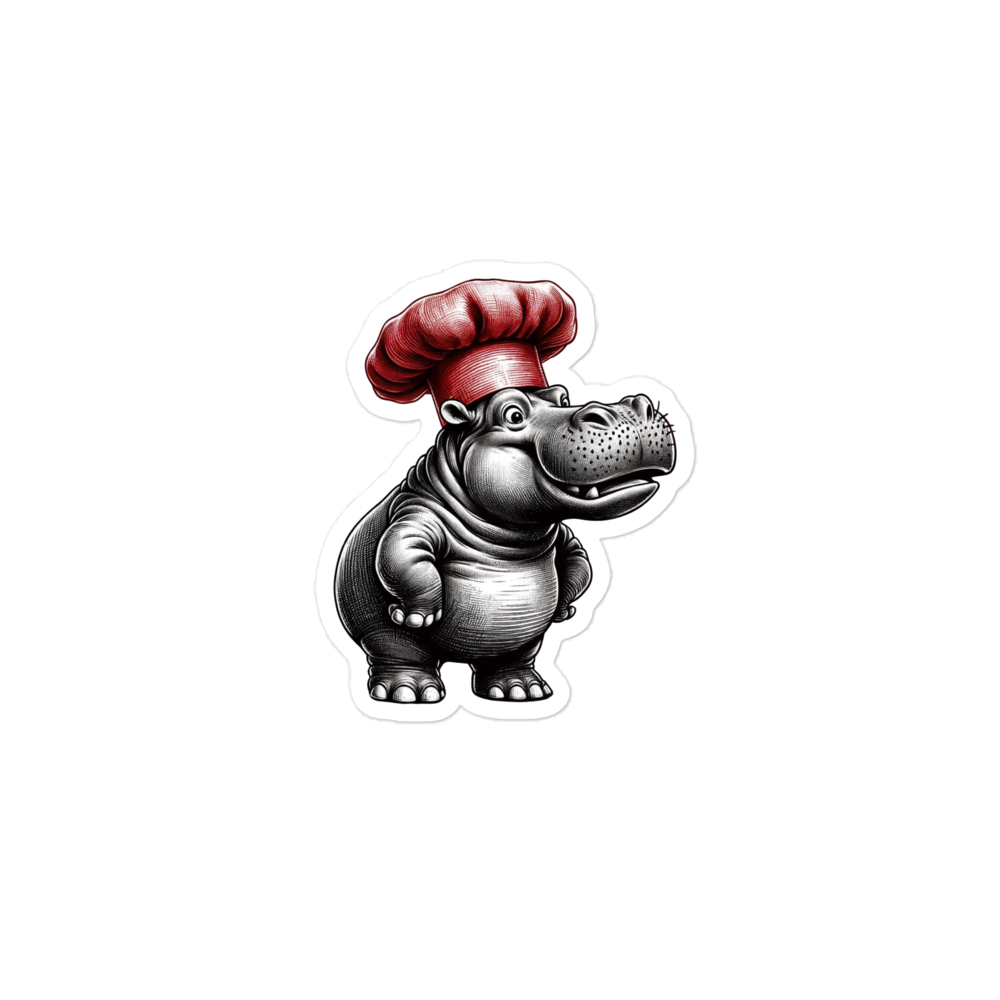 Bubble-free stickers Hippo Chef