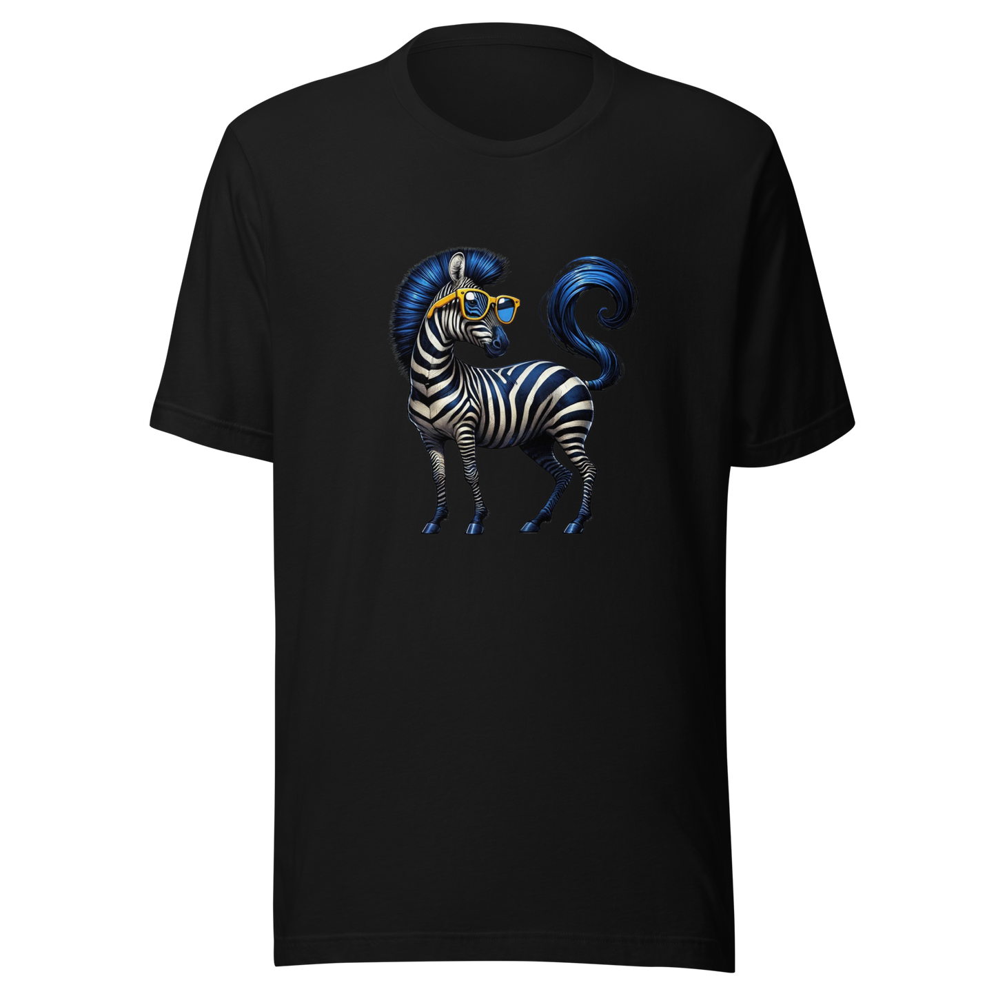 Unisex t-shirt with blue zebra
