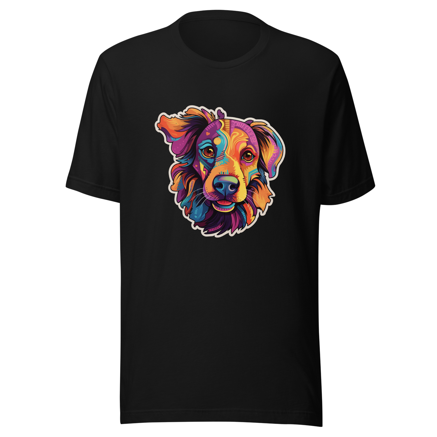 Unisex t-shirt "Vivid Pooch: Artistic Colorburst Dog Portrait"