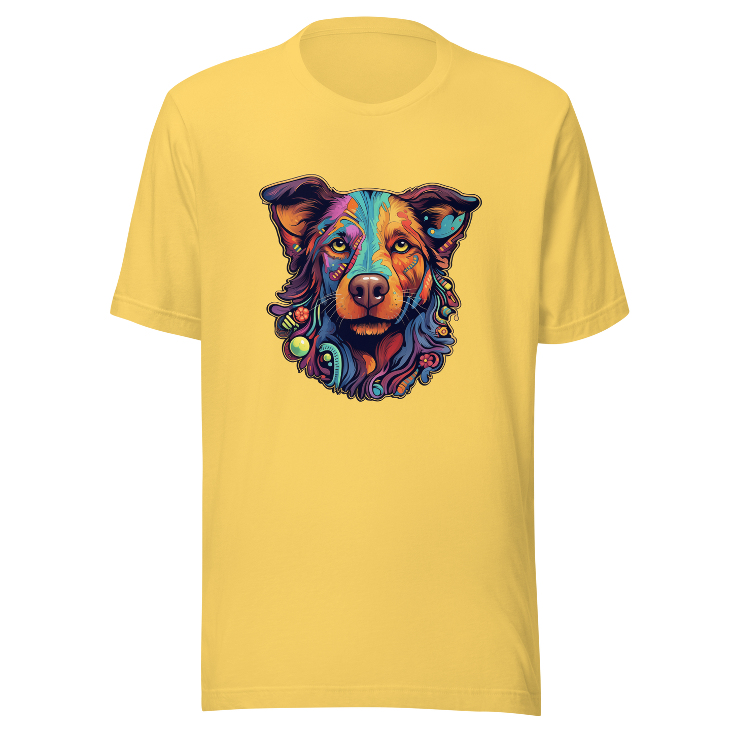 "Kaleidoscope Canine: Colorful Dog Portrait" Unisex T-Shirt