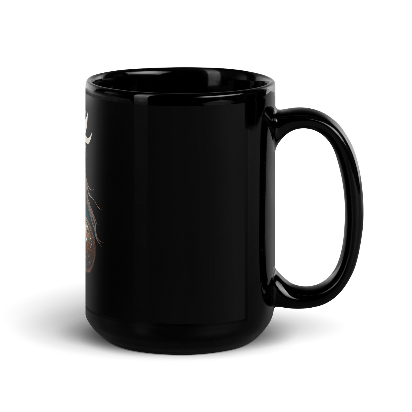 Black Glossy Mug with viking