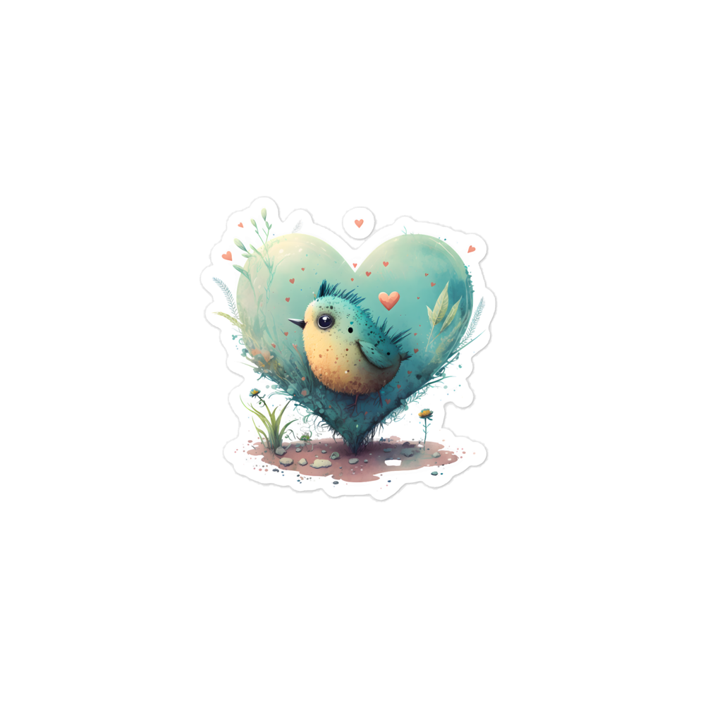 Bubble-free stickers, bird in the heart
