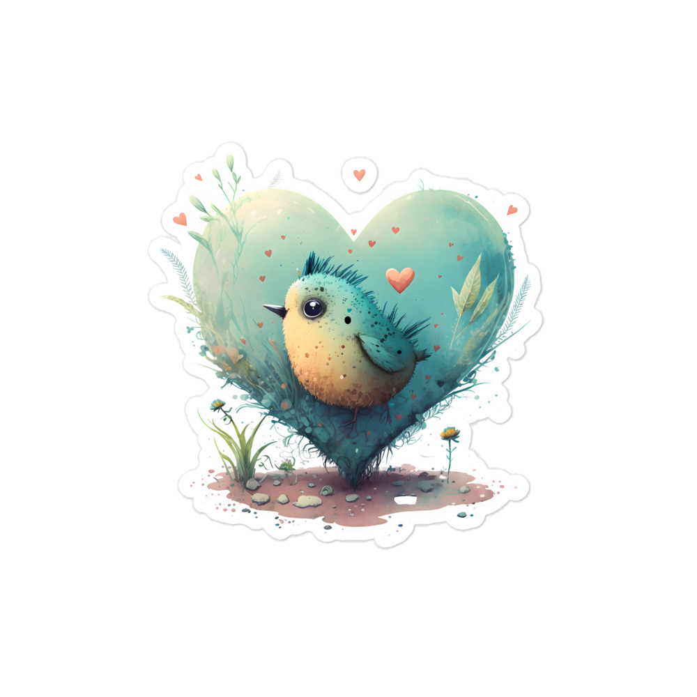 Bubble-free stickers, bird in the heart