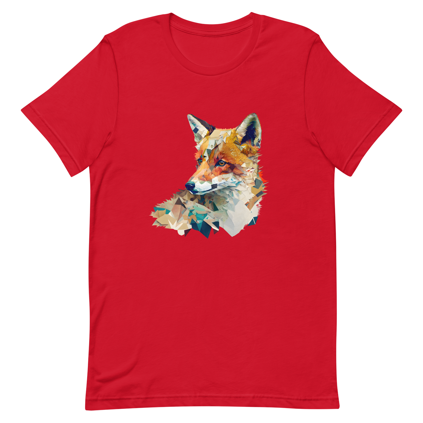 Unisex t-shirt with fox in patchwork style
