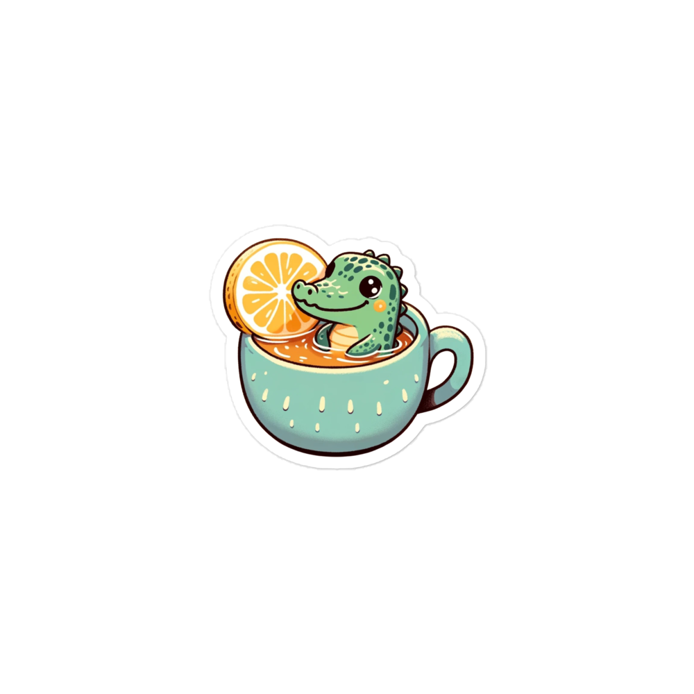 Bubble-free stickers crocodile in a mug