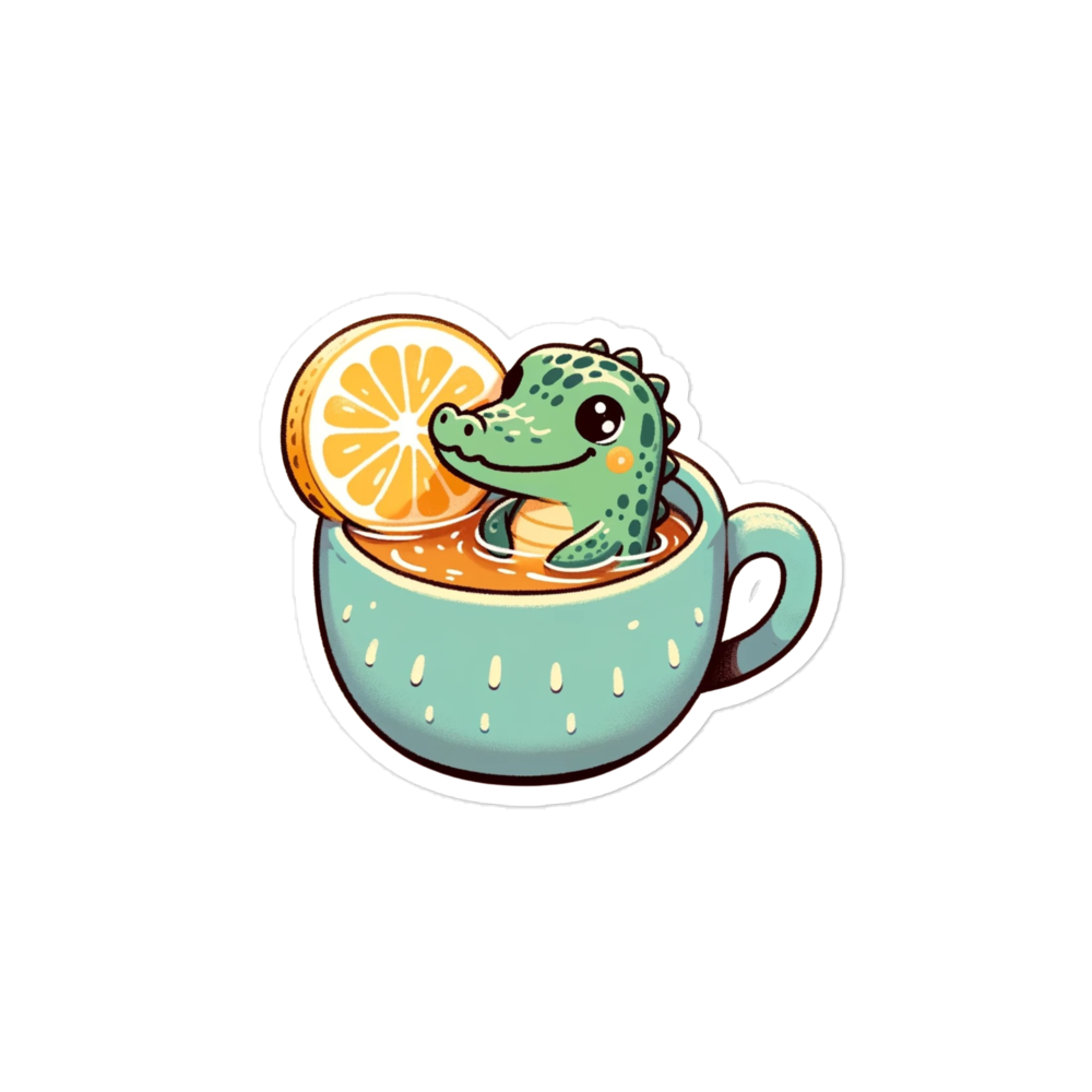 Bubble-free stickers crocodile in a mug