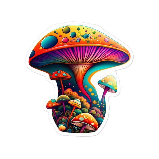 Bubble-free stickers of fantasy mushroom