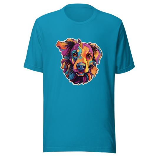 Unisex t-shirt "Vivid Pooch: Artistic Colorburst Dog Portrait"