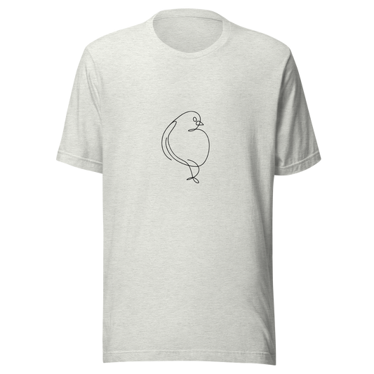 Unisex t-shirt with bird print. Flight of Fancy: Avian Artistry on a Line