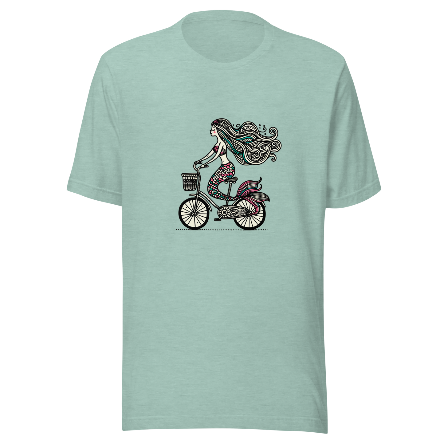 Unisex t-shirt "Mermaid on a bicycle"