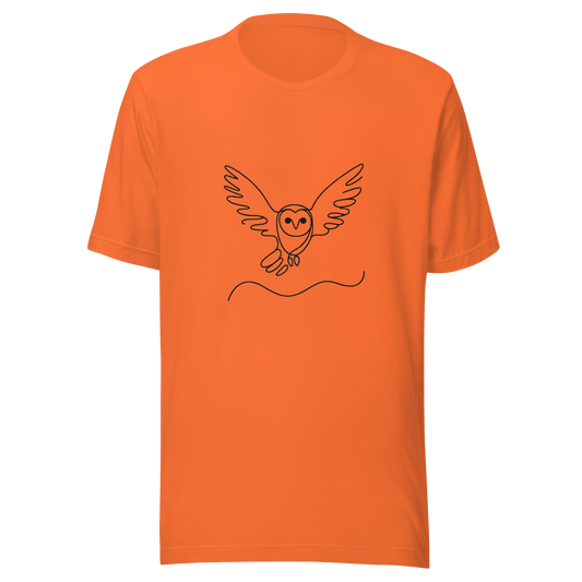 Unisex t-shirt Simplicity in Flight: Owl Line Drawing