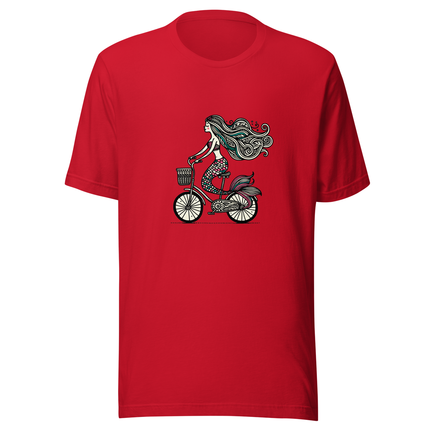 Unisex t-shirt "Mermaid on a bicycle"