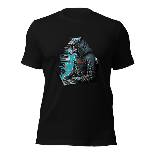 Unisex t-shirt with a programmer wolf