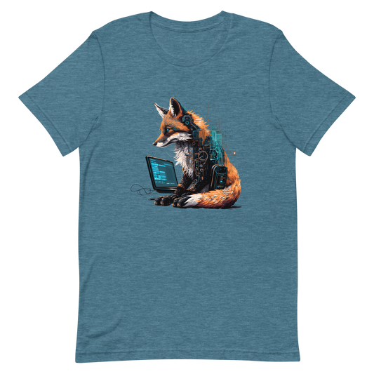 Unisex t-shirt with fox-programmer, hacker, software engineer