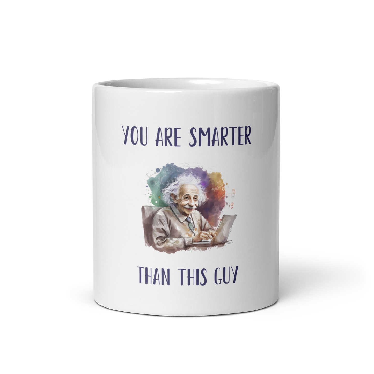 White glossy mug with Einstein-programmer, software engineer for gift with inscription