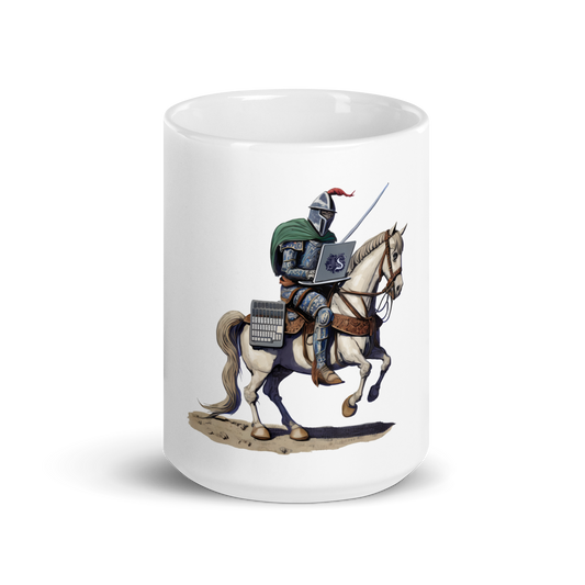 White glossy mug with knight - programmer