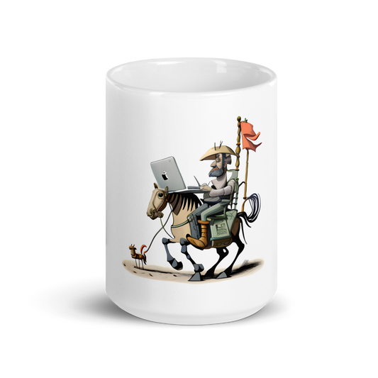 White glossy mug with Don Quixote - programmer