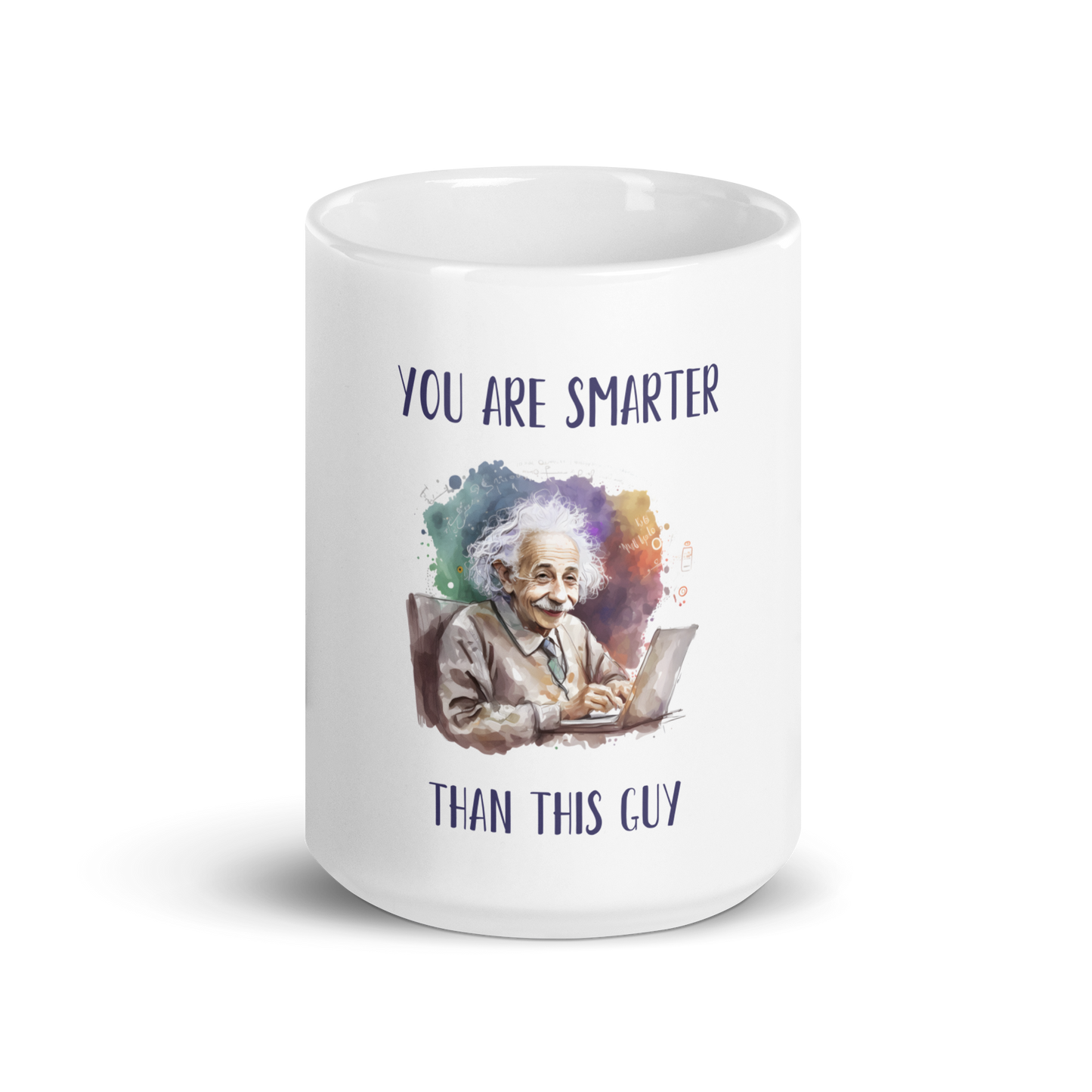 White glossy mug with Einstein-programmer, software engineer for gift with inscription