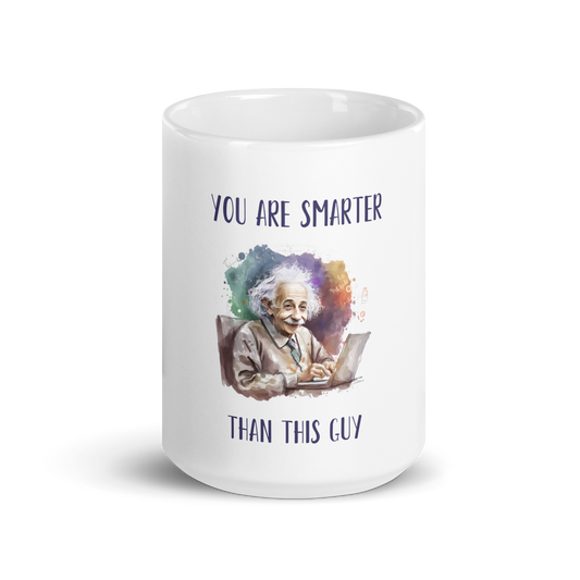 White glossy mug with Einstein-programmer, software engineer for gift with inscription